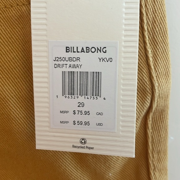 Billabong Drift Away golden brown shorts. Size 29. NWT - Picture 3 of 3